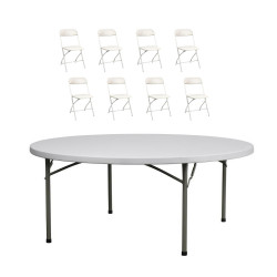 5 Ft. Round Table and 8 Chairs