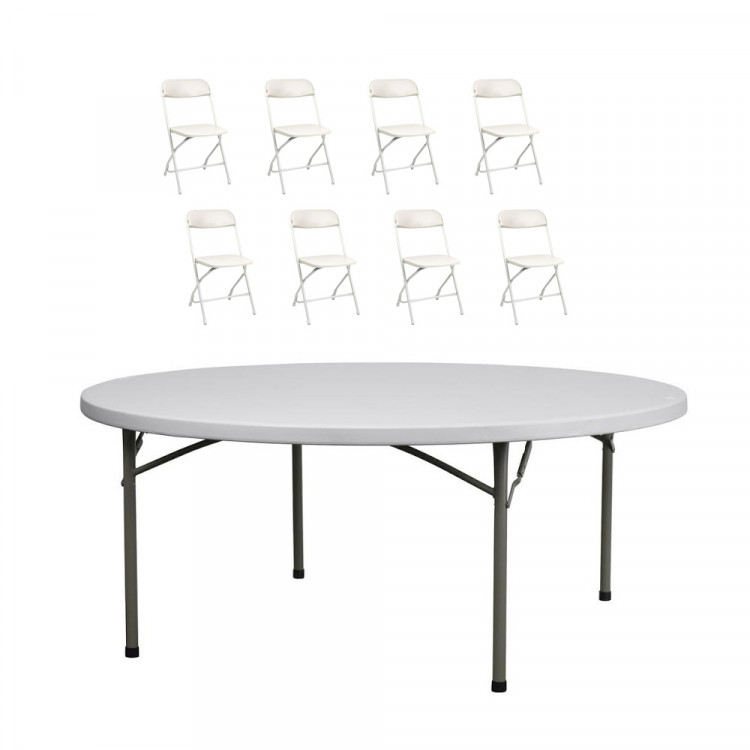 5 Ft. Round Table and 8 Chairs